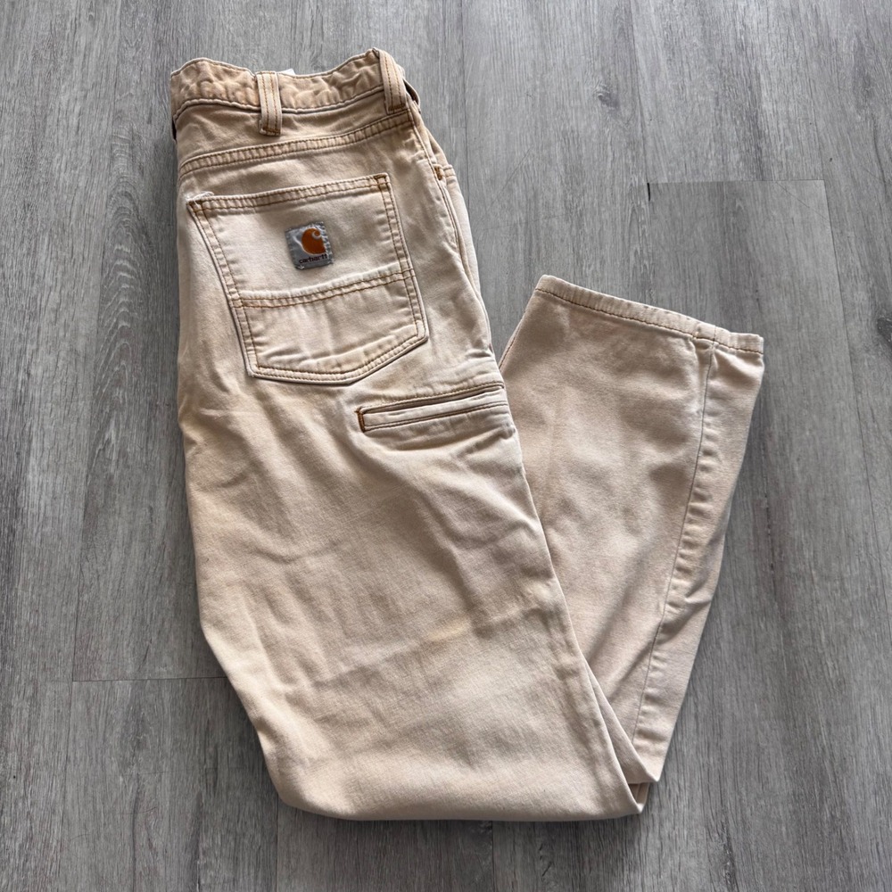 Carhartt Relaxed Fit mens 32x30 Canvas Work Pants Tan Khaki 102517-918